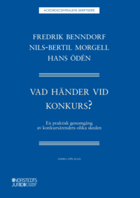 Omslaget till Vad händer vid konkurs? : - En praktisk genomgång av konkursärendets olika av Fredrik Benndorf, Nils-Bertil Morgell och Hans Ödén