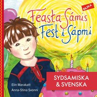 Omslaget till Fest i Sápmi - på sydsamiska & svenska av Elin Marakatt